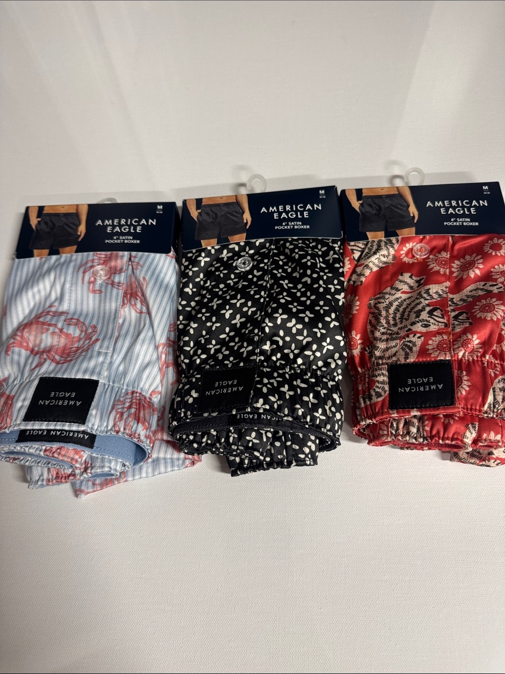 Satin Boxers Mens Medium 3 Pack American Eagle